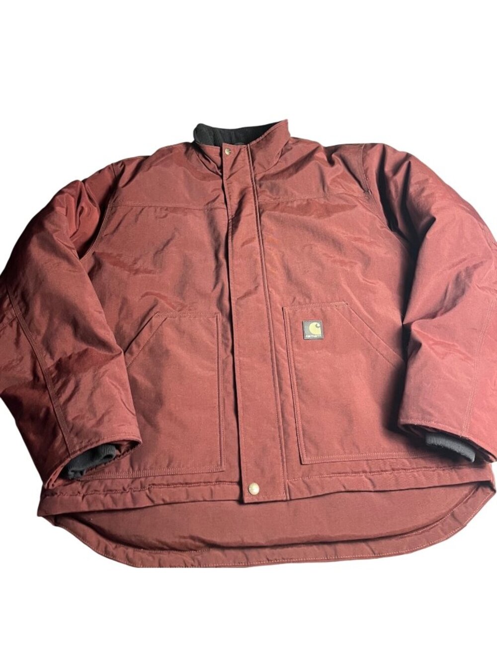 Carhartt J174 RDW Mens Burgundy L Nylon Insulated Work Jacket chore coat